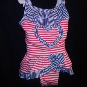 Baby girls red, white & blue swimsuit, Sz 12 mo